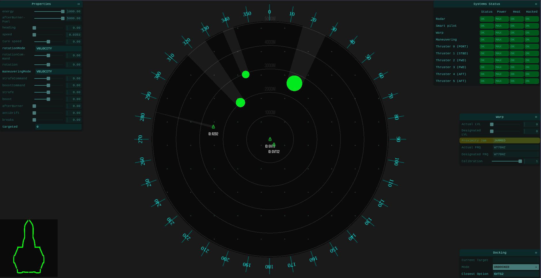 Pilot station screen