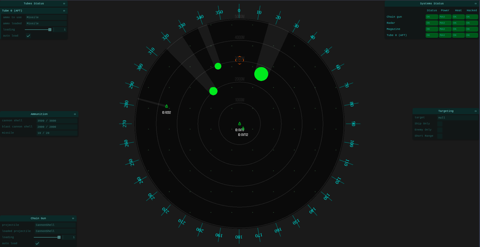 Weapons station screen